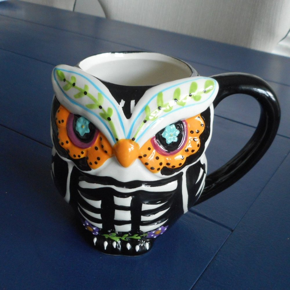 3D Day of the Dead Owl Mug, Spectrum Designz, New